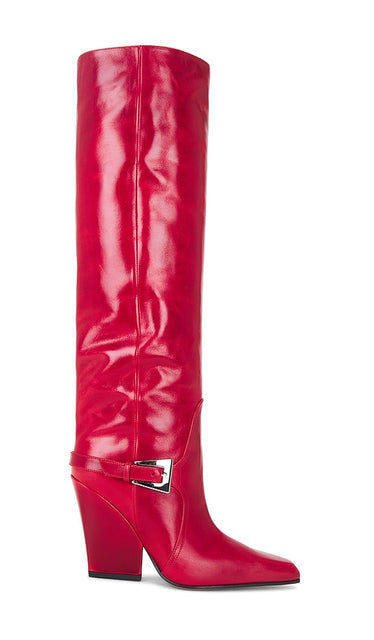 Paris Texas Jane Buckle Boot in Red | Rubino Heeled Boots for Women