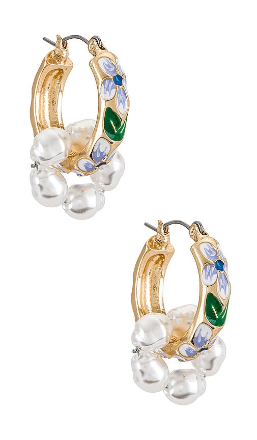 petit moments Baroque Earrings in Metallic Gold,Blue