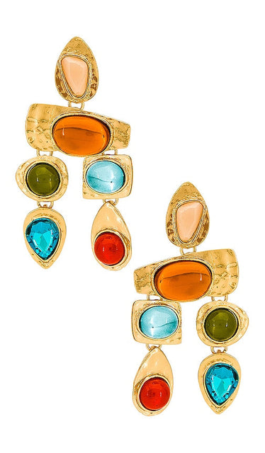 petit moments Multi Stone Earrings in Metallic Gold