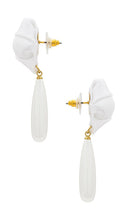 petit moments Rosette Pearl Pendant Earrings in White