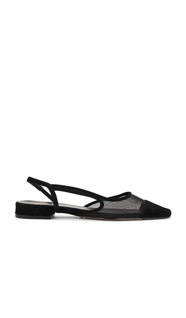 RAYE Dorit Flat in Black | Black Mesh Black Flats for Women