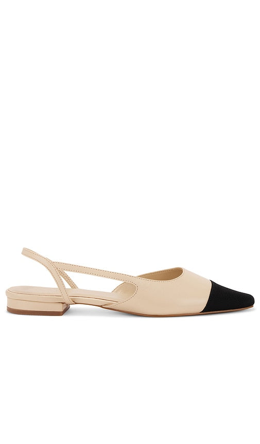 RAYE Dorit Flat in Nude | Nude & Black Closed Toe Mules for Women
