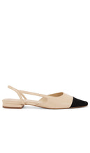 RAYE Dorit Flat in Nude | Nude & Black Closed Toe Mules for Women