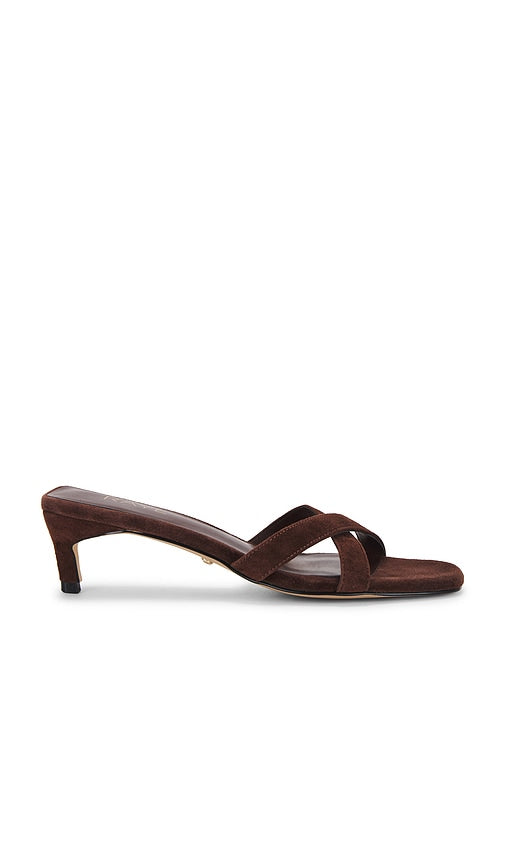 RAYE Shea Sandal in Brown | Dark Brown Heeled Sandals for Women