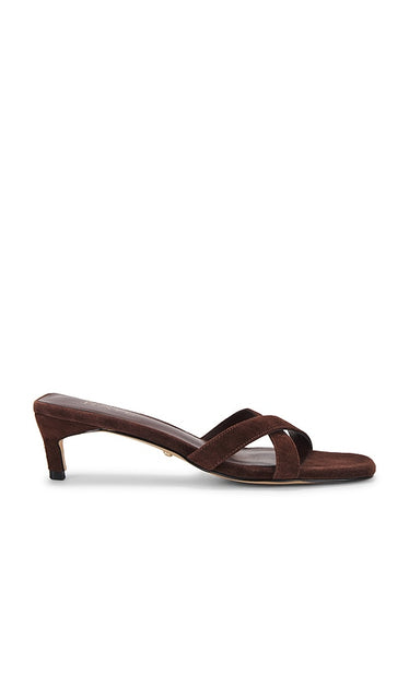 RAYE Shea Sandal in Brown | Dark Brown Heeled Sandals for Women
