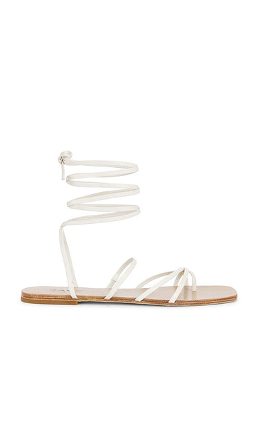 RAYE Silas Sandal in White | White Flat Sandals for Women