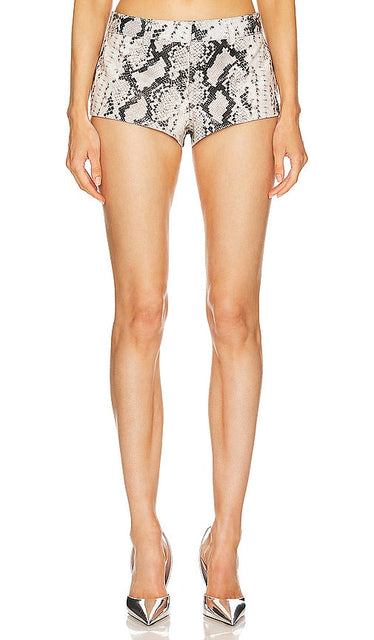 retrofete Aven Leather Short in Neutral - short en cuir rétrofete Aven en neutre - Retrofete Aven 中性色皮革短裤 - retrofete Aven Ledershorts in Neutral - Retrofete Aven 가죽 쇼츠 in Neutral - retrofete Aven Pantaloncini in pelle in neutro