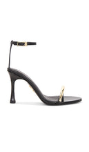 retrofete Fawny Sandal in Black | Black & Gold Open Toe Heels for Women