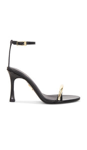retrofete Fawny Sandal in Black | Black & Gold Open Toe Heels for Women
