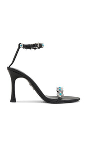 retrofete Felice Heel in Black | Black & Turquoise Black Sandals for Women