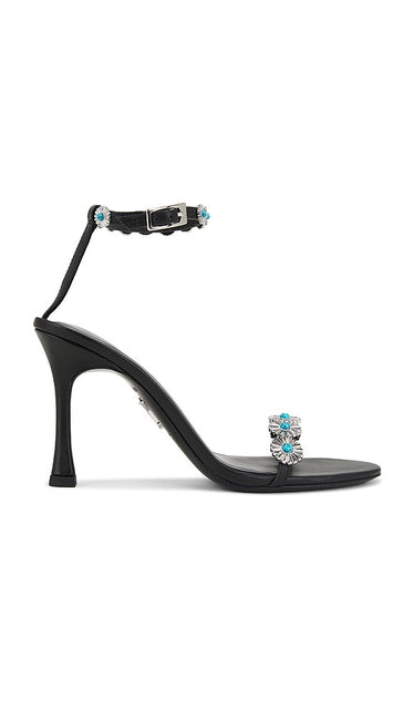 retrofete Felice Heel in Black | Black & Turquoise Black Sandals for Women