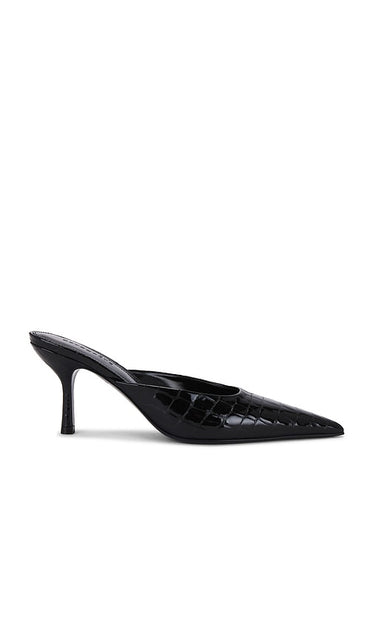 retrofete Francesca Kitten Mule in Black | Black Closed Toe Mules for Women