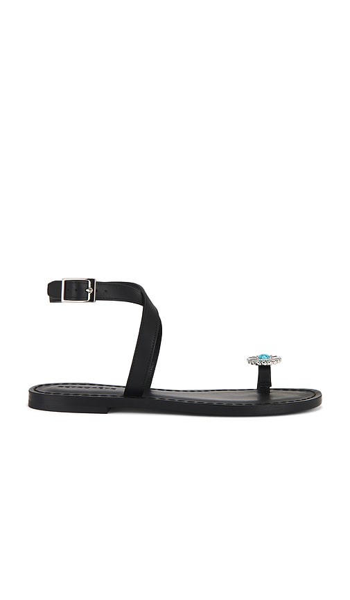 retrofete Grazia Sandal in Black | Black & Turquoise Flat Sandals for Women