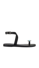 retrofete Grazia Sandal in Black | Black & Turquoise Flat Sandals for Women