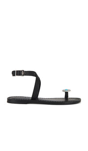 retrofete Grazia Sandal in Black | Black & Turquoise Flat Sandals for Women
