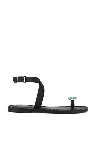 retrofete Grazia Sandal in Black | Black & Turquoise Flat Sandals for Women