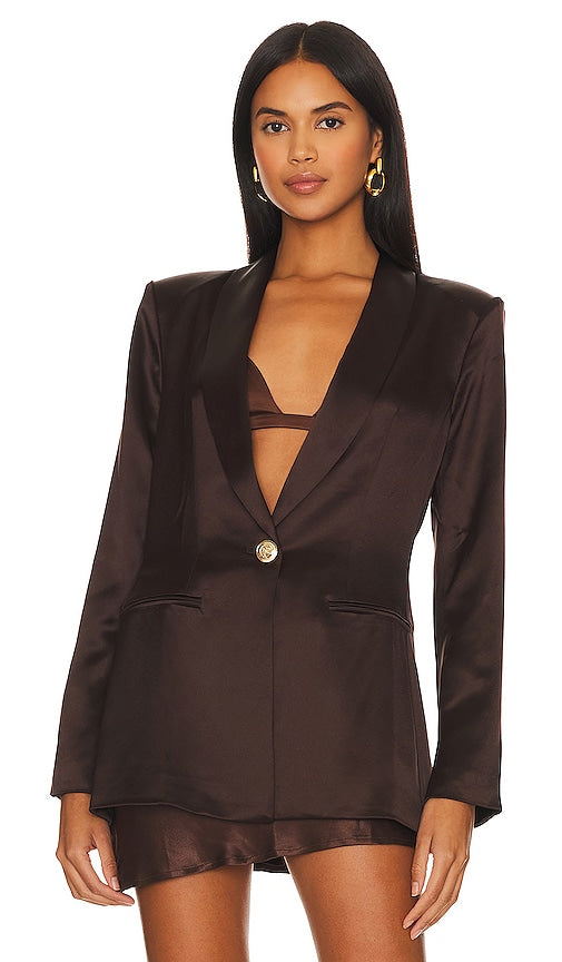 retrofete Iver Blazer in Chocolate - retrofete Blazer Iver en chocolat - 巧克力色复古 Iver Blazer - retrofete Iver Blazer in Schokolade - Retrofete Iver 블레이저 초콜릿 색상 - retrofete Iver Blazer in cioccolato