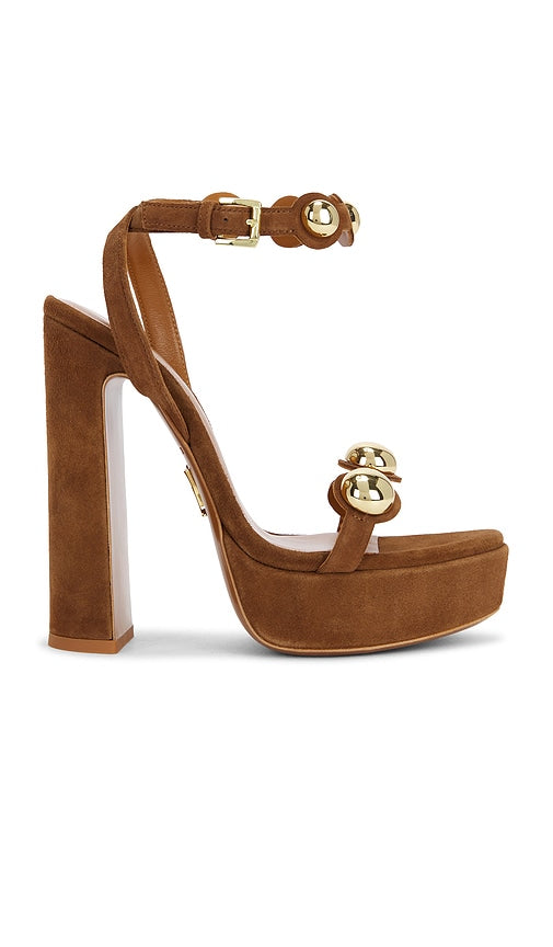 retrofete Lirica Platform in Cognac | Cognac & Gold Open Toe Heels for Women