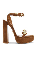 retrofete Lirica Platform in Cognac | Cognac & Gold Open Toe Heels for Women