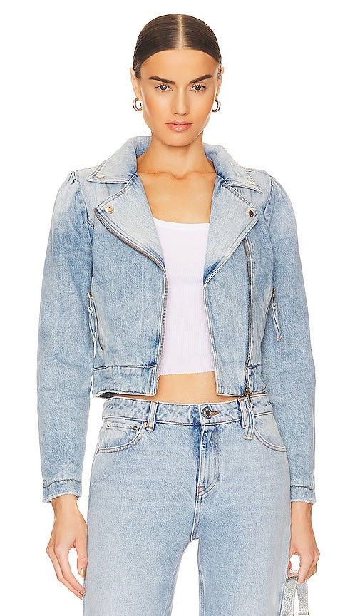 retrofete Lo Denim Jacket in Blue - Retrofete - Veste en jean Lo en bleu - Retrofete Lo 蓝色牛仔夹克 - retrofete Lo Jeansjacke in Blau - Retrofete LO 데님 재킷 - Giacca in denim Lo retrofete in blu