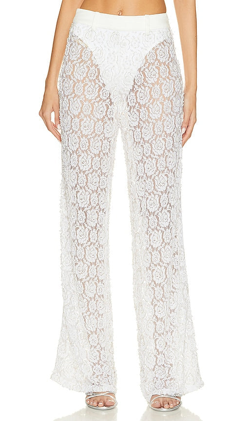 retrofete Lulu Pant in White - Pantalon Lulu rétrofete en blanc - Retrofete Lulu 白色长裤 - retrofete Lulu Hose in Weiß - Retrofete 룰루 팬츠 - retrofete Lulu Pant in bianco