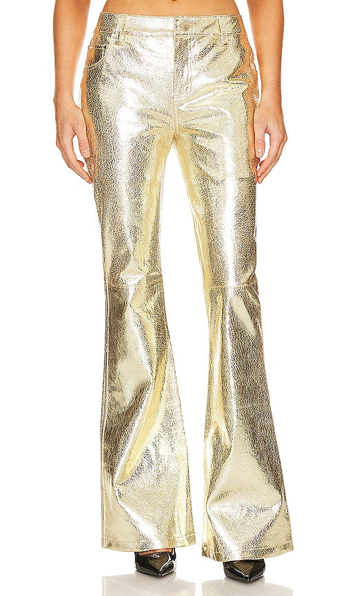 retrofete Lynx Leather Pant in Metallic Gold - Pantalon en cuir Lynx rétrofete en or métallisé - 金属金色复古 Lynx 皮革长裤 - retrofete Lynx Lederhose in Metallic-Gold - Retrofete Lynx 가죽 팬츠 - Pantaloni in pelle Lynx retrofete in oro metallizzato