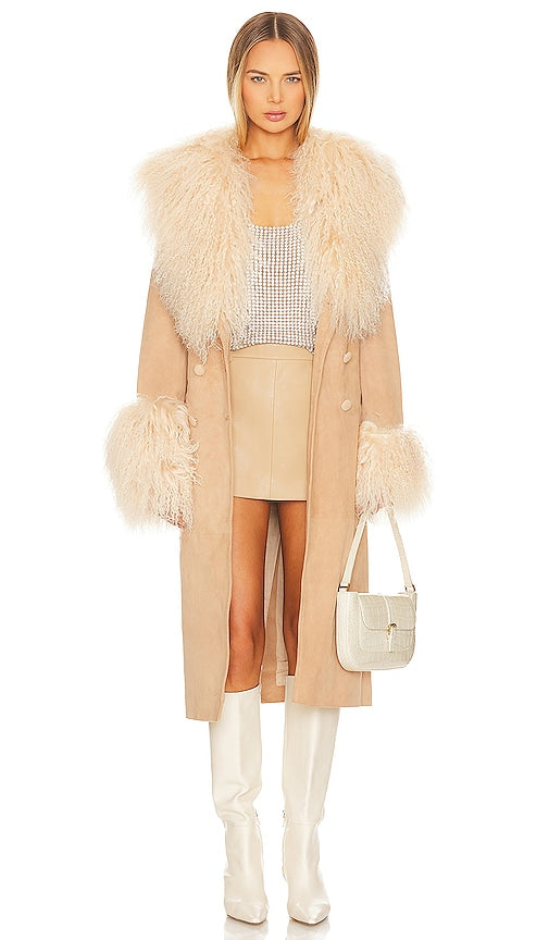 retrofete Nora Coat in Tan - retrofete Manteau Nora en Tan - 黄褐色复古 Nora 外套 - retrofete Nora Mantel in Hellbraun - Retrofete 노라 코트 - retrofete Nora Cappotto in marrone chiaro