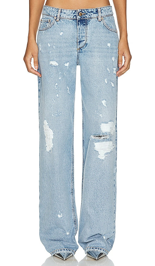 retrofete Ophir Wide Leg in Blue - retrofete Ophir jambe large en bleu - 蓝色复古 Ophir 阔腿裤 - retrofete Ophir Wide Leg in Blau - Retrofete Ophir 와이드 레그 in 블루 - retrofete Ophir gamba larga in blu
