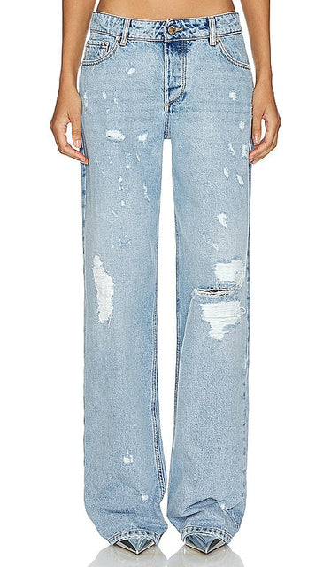 retrofete Ophir Wide Leg in Blue - retrofete Ophir jambe large en bleu - 蓝色复古 Ophir 阔腿裤 - retrofete Ophir Wide Leg in Blau - Retrofete Ophir 와이드 레그 in 블루 - retrofete Ophir gamba larga in blu