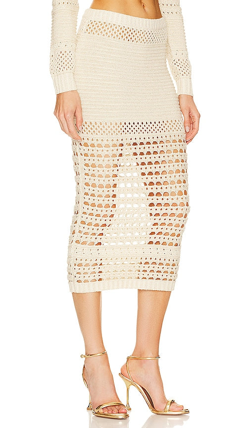 retrofete Raya Skirt in Ivory And Gold in Ivory