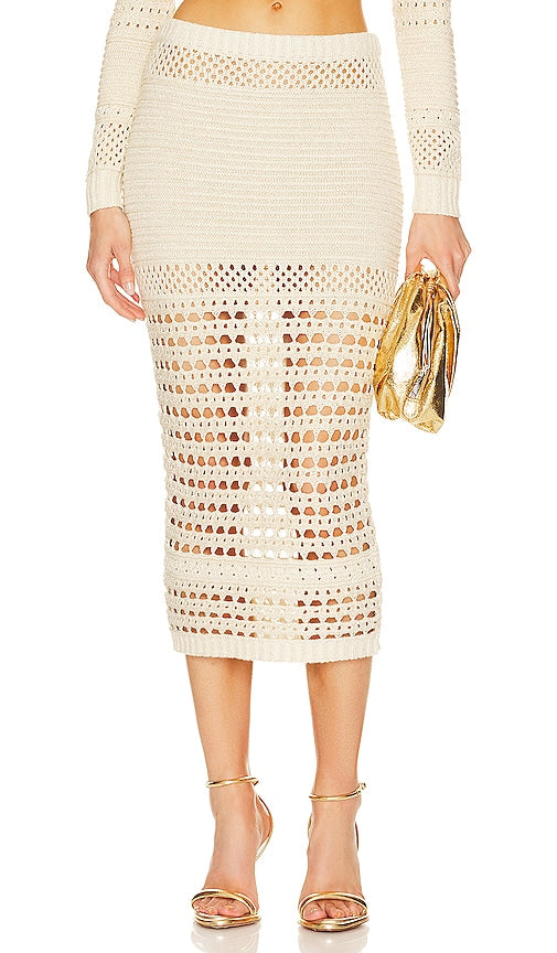 retrofete Raya Skirt in Ivory And Gold in Ivory - retrofete Jupe Raya en Ivoire Et Doré en Ivoire - Retrofete Raya 象牙色和金色象牙色裙子 - retrofete Raya Rock in Elfenbein und Gold in Elfenbein - Retrofete Ivory 라야 스커트 & 골드 아이보리 색상 - Retrofete Gonna Raya in avorio e oro in avorio