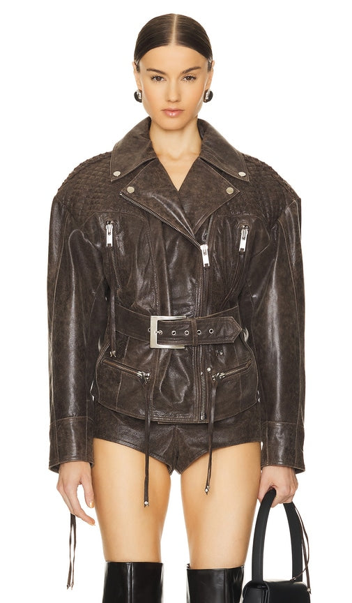 retrofete Salome Leather Jacket in Brown