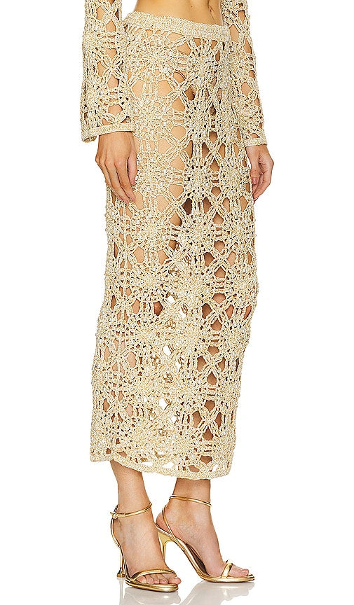 retrofete Sofie Skirt in Metallic Gold