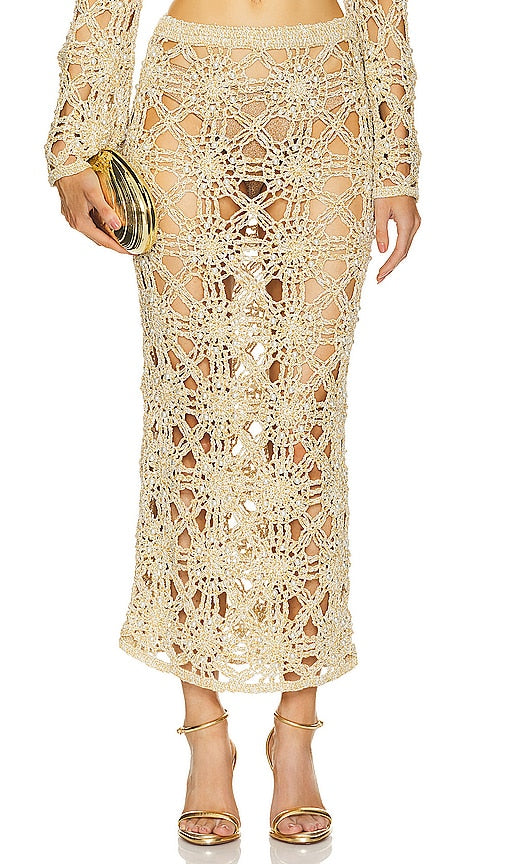 retrofete Sofie Skirt in Metallic Gold - retrofete Jupe Sofie en Or Métallisé - 金属金色复古 Sofie 半身裙 - retrofete Sofie Rock in Metallic Gold - Retrofete Sofie 스커트 - Retrofete Gonna Sofie in oro metallizzato