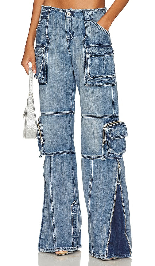retrofete Tammy Cargo Jean in Blue - retrofete - Jean cargo Tammy en bleu - 复古 Tammy 蓝色工装牛仔裤 - retrofete Tammy Cargo Jeans in Blau - Retrofete Tammy Cargo 진 블루 색상 - retrofete Tammy Cargo Jean in blu