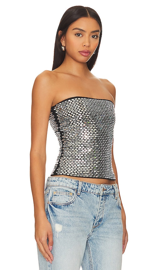 retrofete Valery Top in Metallic Silver