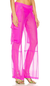 retrofete Viviane Silk Pant in Fuchsia