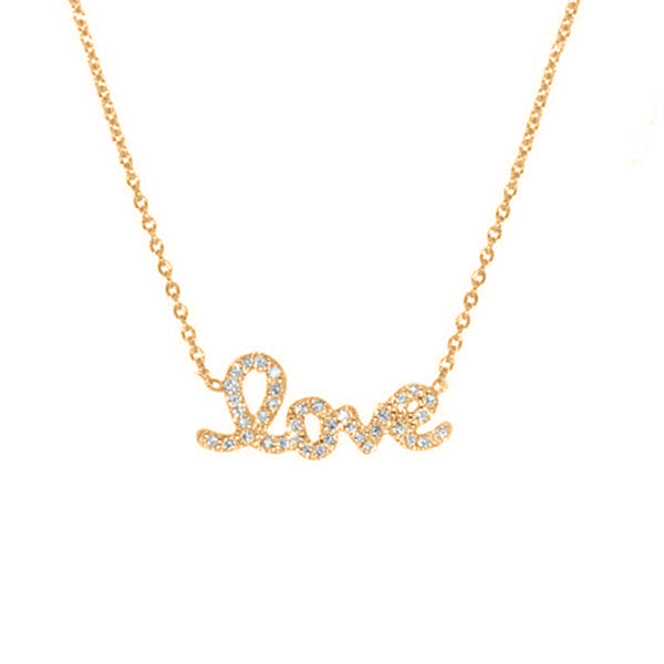Roberto Coin Tiny Treasures 1/8ctw Diamond Love Yellow Gold Necklace