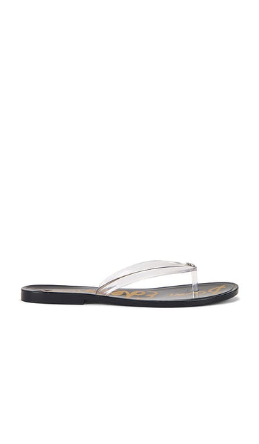 Sam Edelman Dean Sandal in White | Clear Flat Sandals for Women