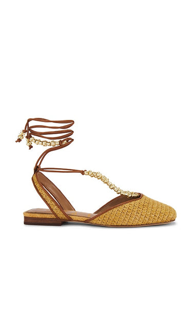 Sam Edelman Lily Flat in Brown | Sand Saddle Strappy Flats for Women