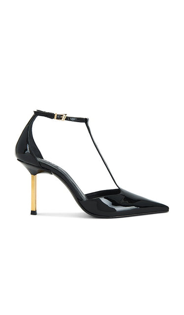 Schutz Allure T Pump in Black | Black Black Heels for Women