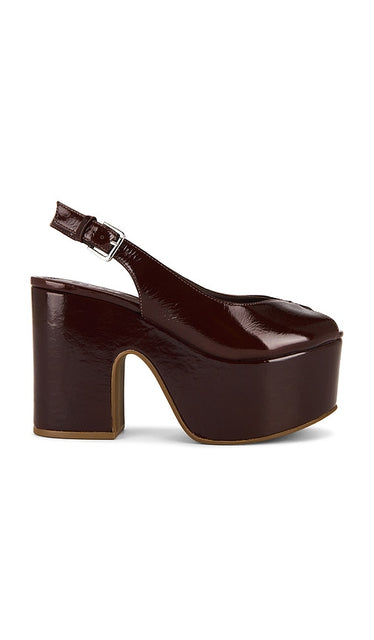 Schutz Brandi Sandal in Chocolate | Root Brown Open Toe Wedges for Women