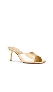 Schutz Dethalia Pin Heel Sandal in Metallic Gold