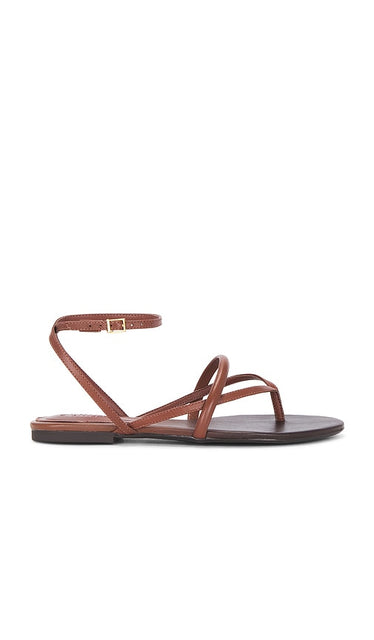 Schutz Diana Flat Sandal in Brown | Desert Brown Flat Sandals for Women