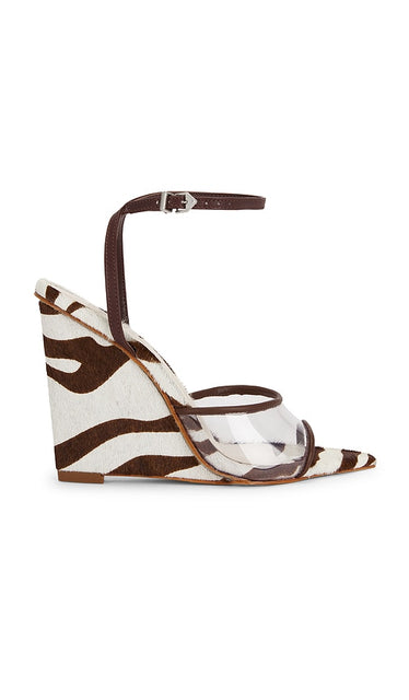 Schutz Elodie Vinyl Wedge Sandal in Brown | Root Brown Open Toe Wedges for Women