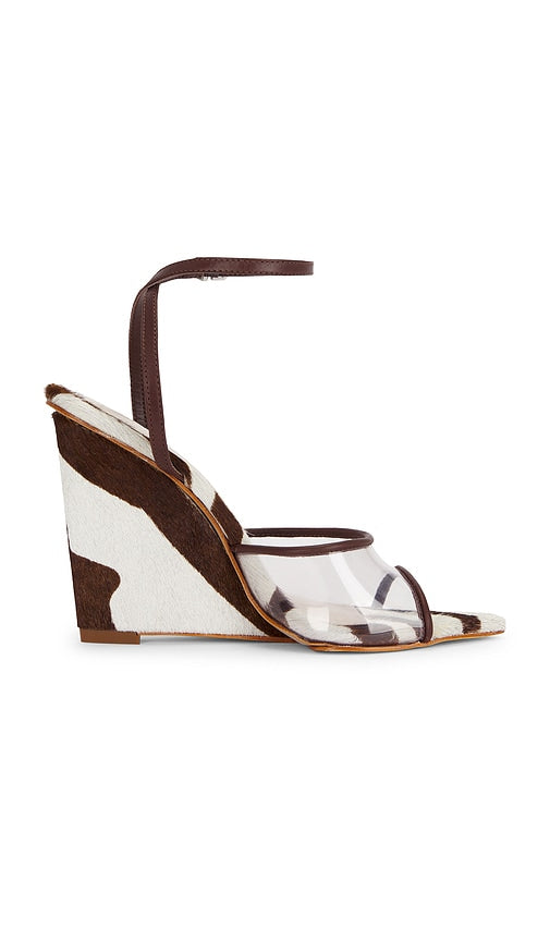 Schutz Elodie Vinyl Wedge Sandal in Brown
