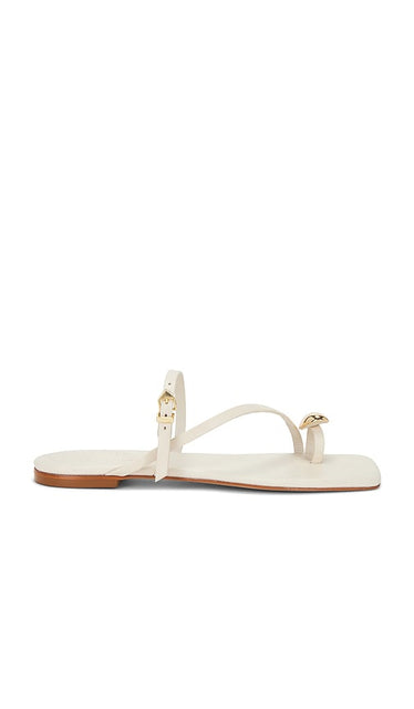 Schutz Elysa Flat in White | Sugar White Flat Sandals for Women