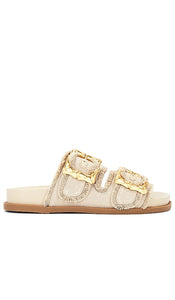 Schutz Enola Sporty Casual Sandal in Neutral | Oyster Flat Sandals for Women