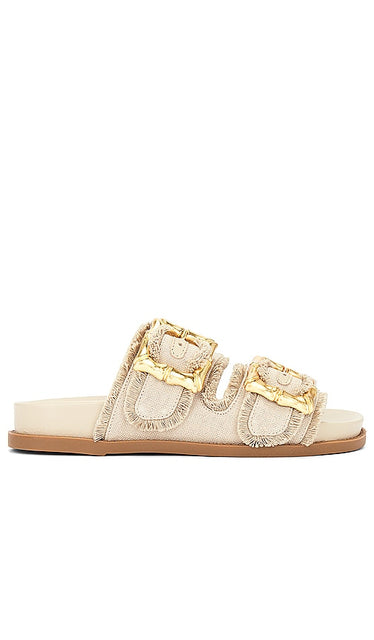 Schutz Enola Sporty Casual Sandal in Neutral | Oyster Flat Sandals for Women