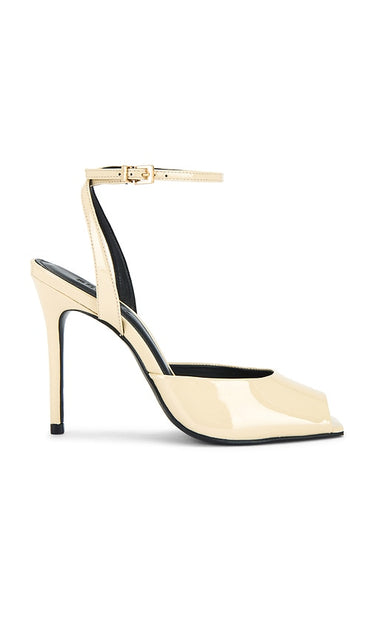 Schutz Estella Sandal in Neutral | Natural Nibs Open Toe Heels for Women